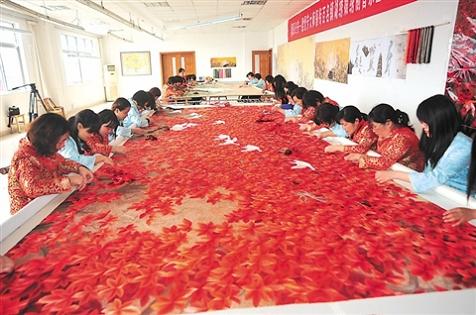大型刺繡壁畫，大型刺繡屏風(fēng)定制